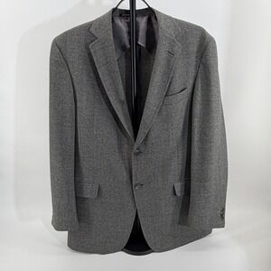 Hart Schaffner Marx‎ Mens 41R Blazer Sport Coat Tan Blue Textured Two Button USA
